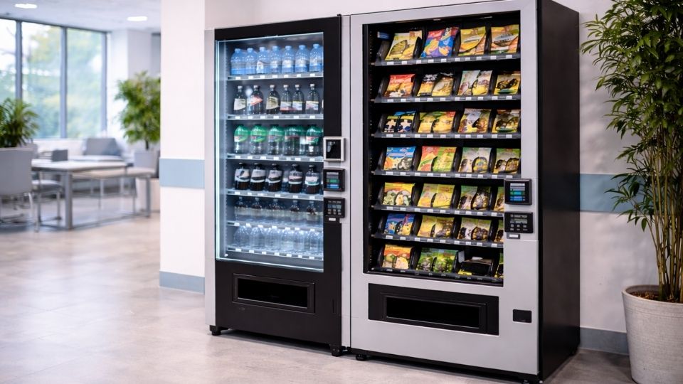 Máquinas expendedoras en área de descanso